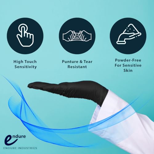 Endure Starlight Series Nitrile Exam Gloves, Black, 6.5g (10 bx/cs)