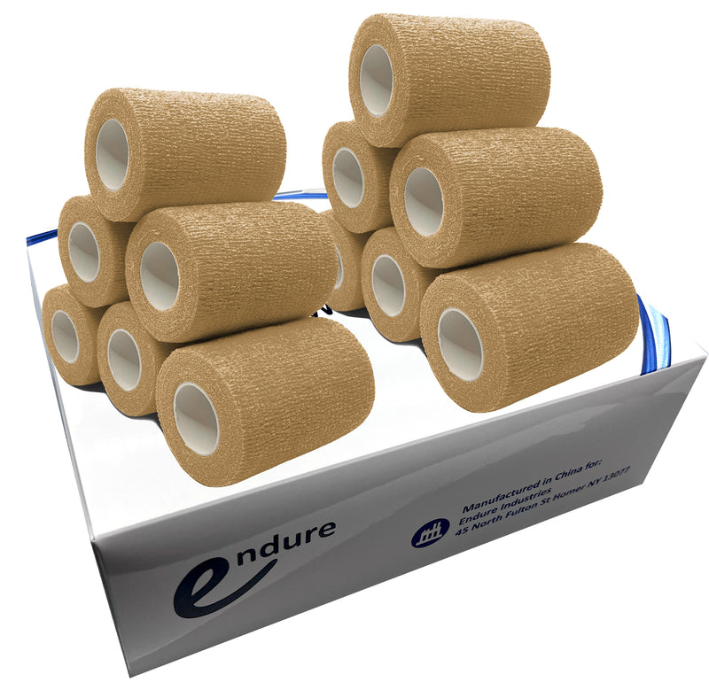 Non-Woven Cohesive Bandage Wrap, Self Adherent, (Tan)