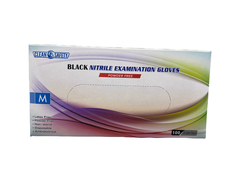 Clean Safety Black Nitrile Examination Gloves, 5.0 mil