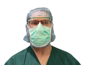 Disposable Surgeon Hood and Beard Cover, Blue